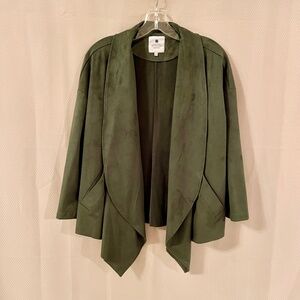 AMICHI  Collection Asymmetric Draped Open Front Cardigan Green Size M